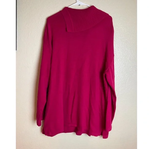 Chico's Fuchsia Cowl Neck TunicSweater Button Detail Cozy Knit Pullover size 3 - Picture 3 of 15